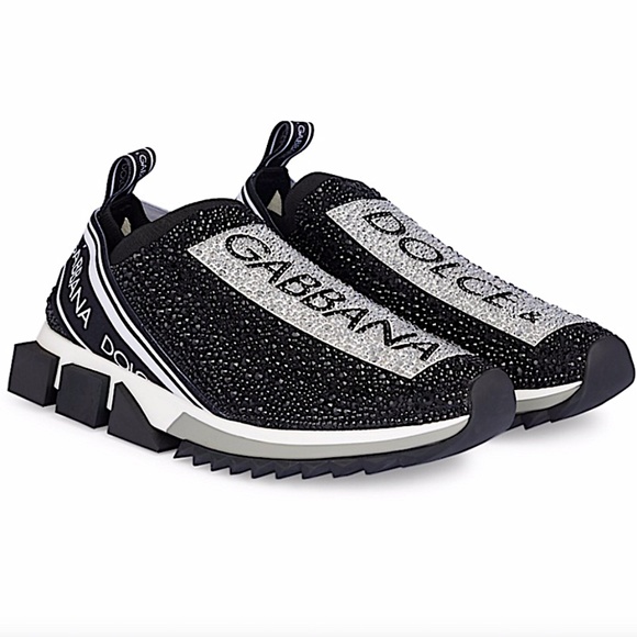 Dolce & Gabbana Sorrento Crystal-embellished Knit Sneakers - Picture 1 of 12